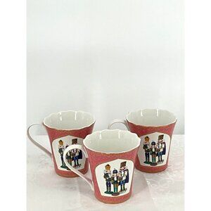 Robert Stanley Nutcracker Design Pink Ceramic Mugs 3.75" Tall set/3‎